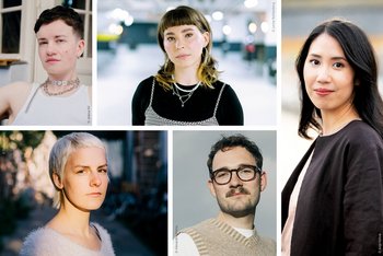 die 5 Autor*innen schauen in die Kamera
