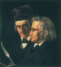 Wilhelm (li.) und Jacob Grimm, Portrait von Elisabeth Maria Anna Jerichau-Baumann, 1855